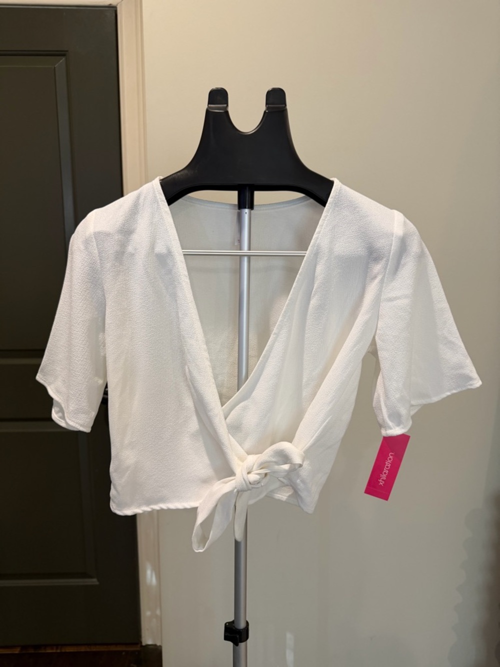 Xhilaration White Wrap Tie-Front Blouse